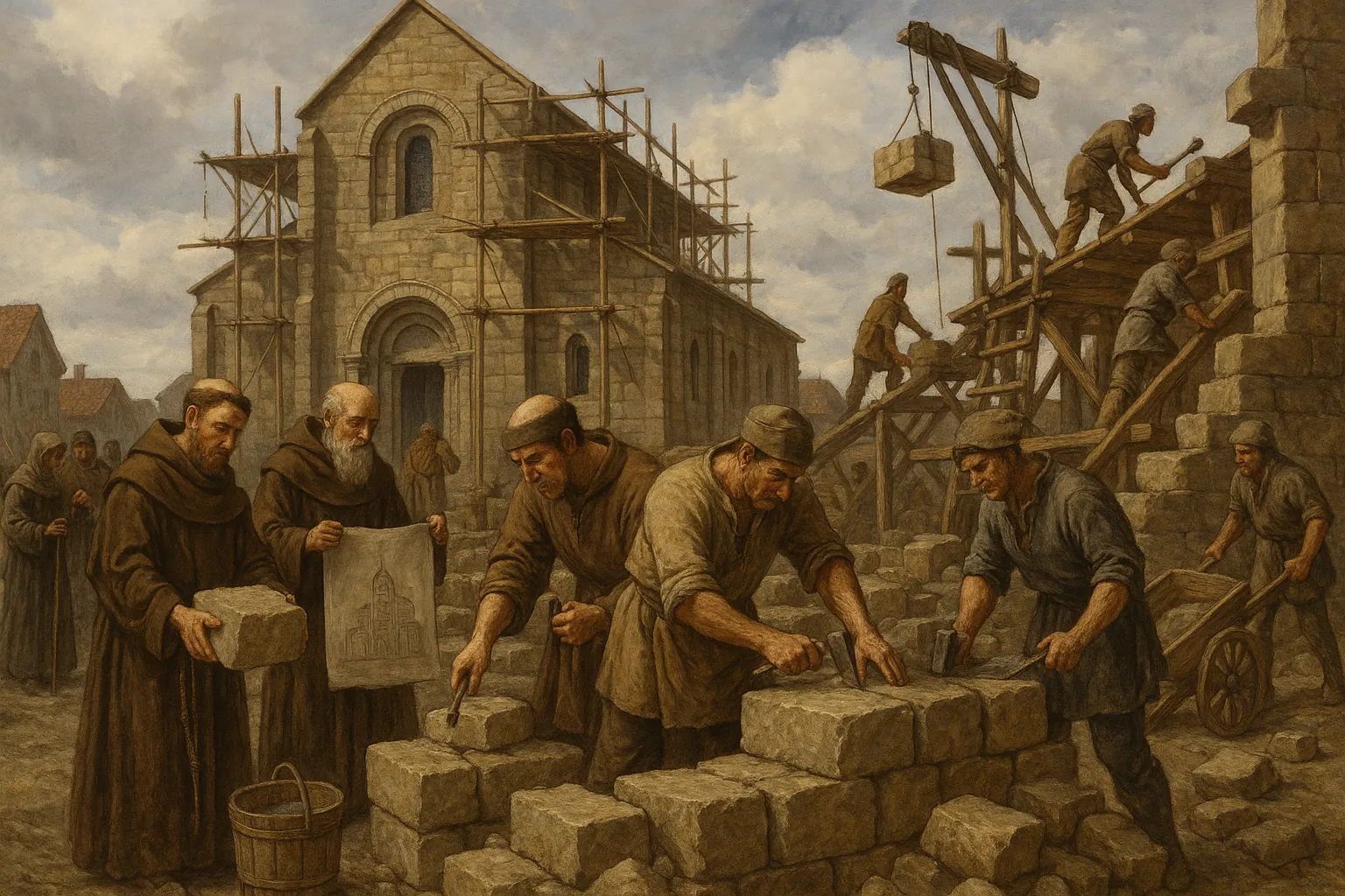 L'abbaye en construction